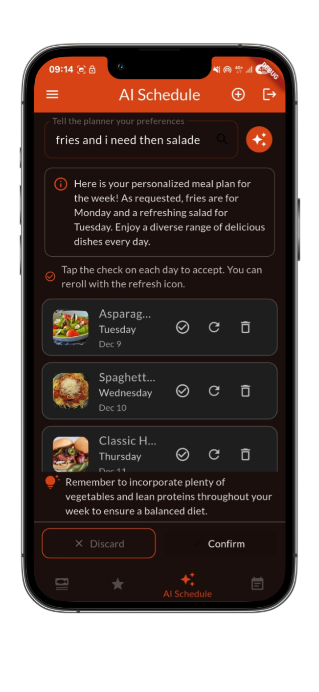 MealsApp mobile screen 2