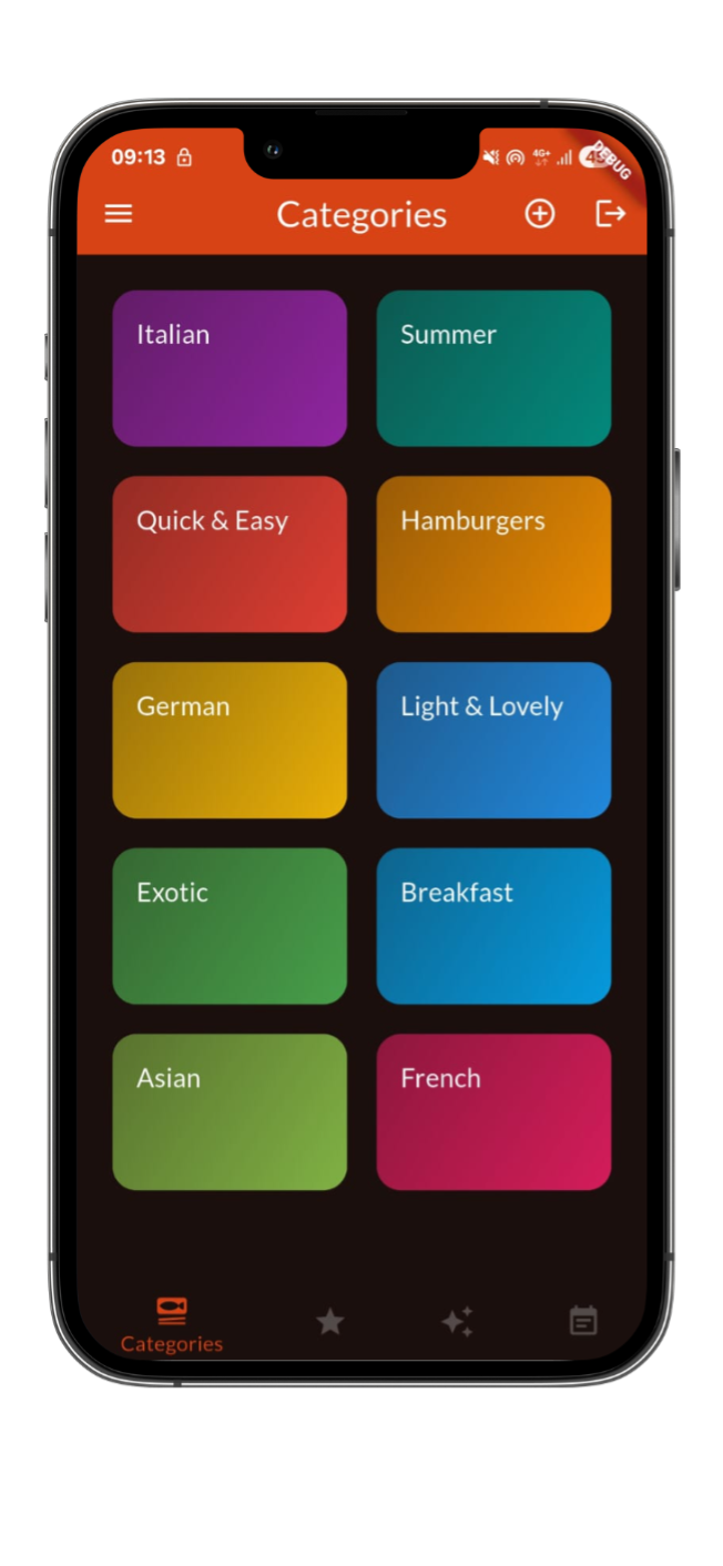 MealsApp mobile screen 1